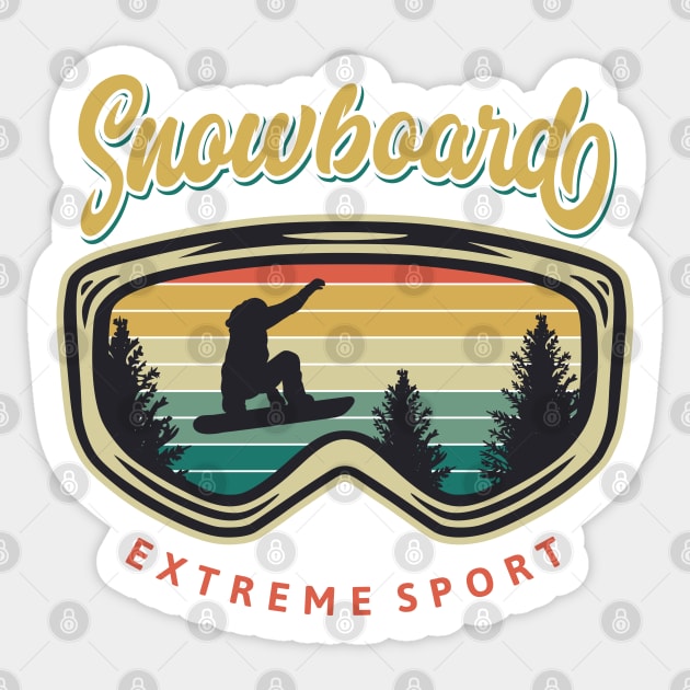 Snow Board Extreme Vintage Sticker by Mako Design 